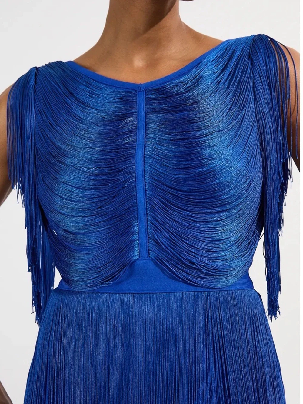 Karen Millen Electric Blue High-Low Fringe Dress - Picture 4 of 7